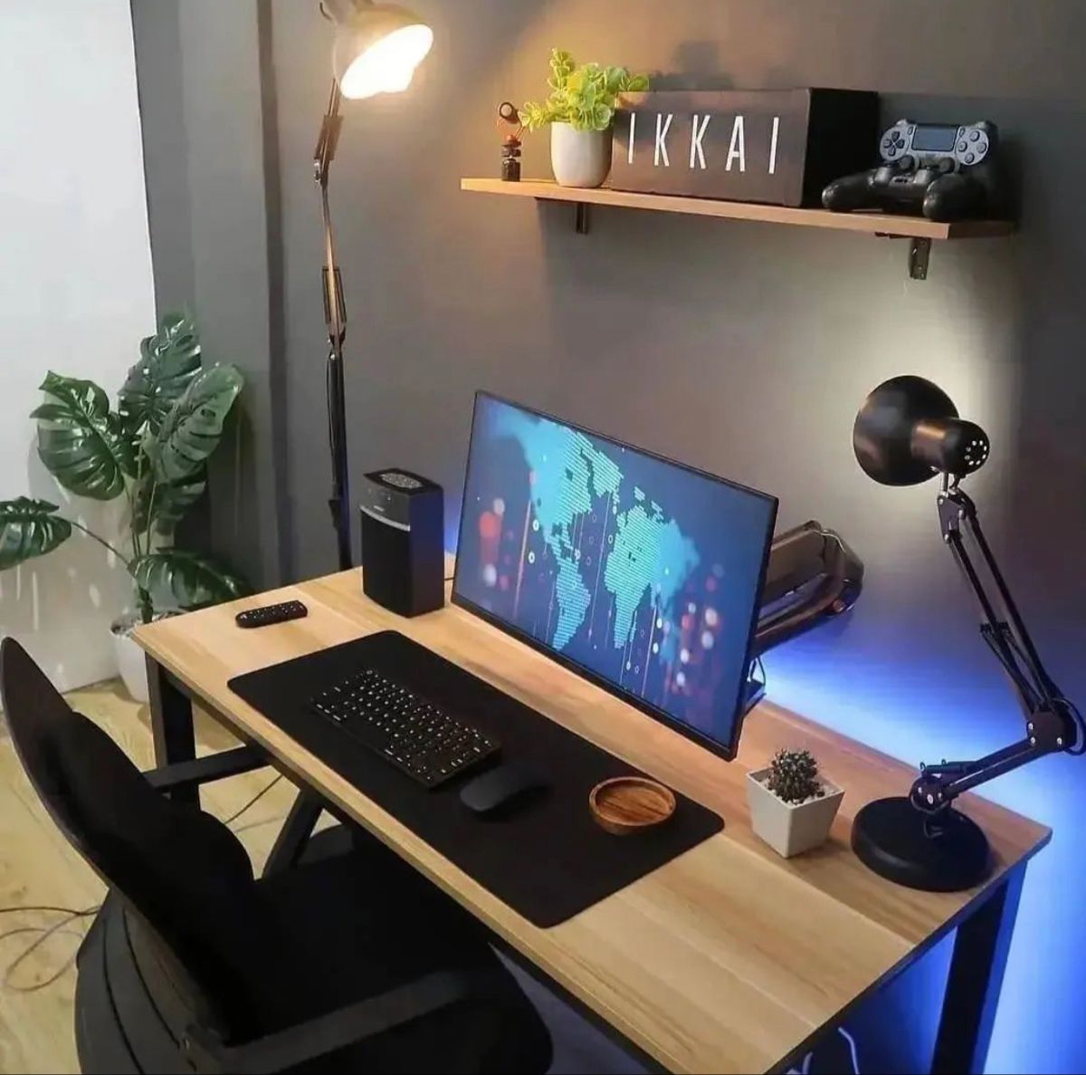 A clean workspace featuring a keyboard and neat setup